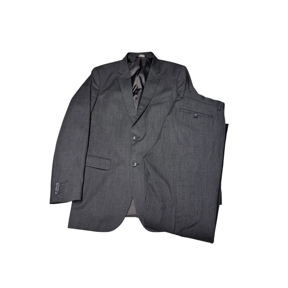 Banana Republic Mens Tailored Slim Fit Suit 42L 34X33 Charcoal Wool Blend 2Pc